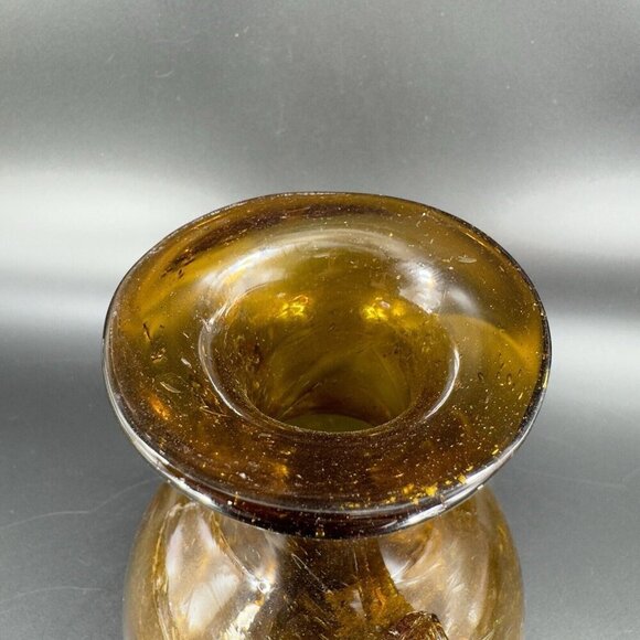 Vintage Egyptian Dark Amber Glass Vase Vessel Hand Blown With Handles Glass Vase - Picture 11 of 16